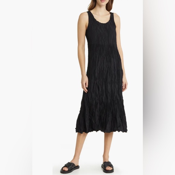 Eileen Fisher Tiered Pleated Silk Midi Dress NWT size XL - Picture 1 of 5